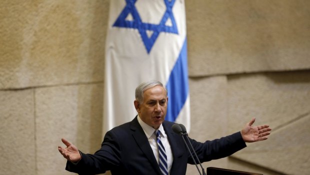 Israel's prime minister Benjamin Netanyahu addresses parliament this week. 