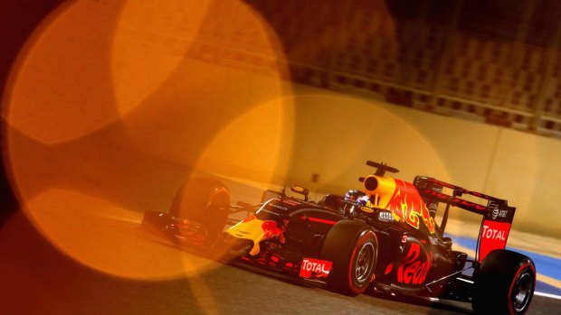 Colourful: Daniel Ricciardo drives his Red Bull during qualifying for the Bahrain Formula One Grand Prix.