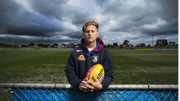 Big things: First-year Western Bulldogs player Caleb Daniel  at Whitten Oval on Friday. 