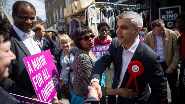 Labour's Sadiq Khan at East Street Market in Walworth, London on Tuesday.