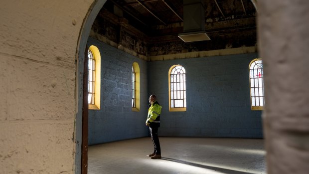 Robert Cogoi inside the former Pentridge B Division chapel, which is set to become a function centre. 