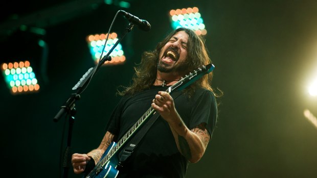 Dave Grohl fronting the Foo Fighters at NIB Stadium on Saturday night.