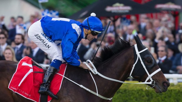 On target: Winx wins the George Main Stakes at Randwick last month.