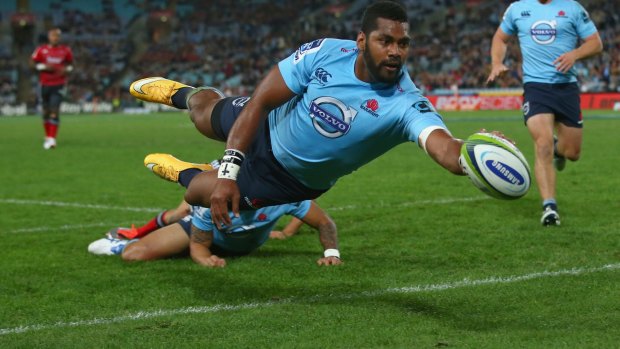 Stepping up: Taqele Naiyaravoro doing the business for the Waratahs in round 15.
