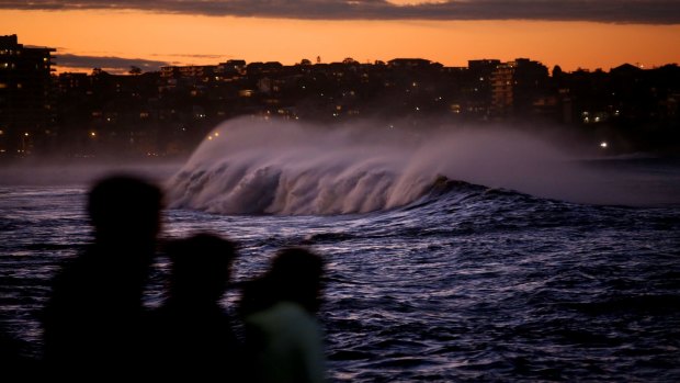 Waves roll in at Shelly Beach on Sydney's northern beaches during the recent storm.