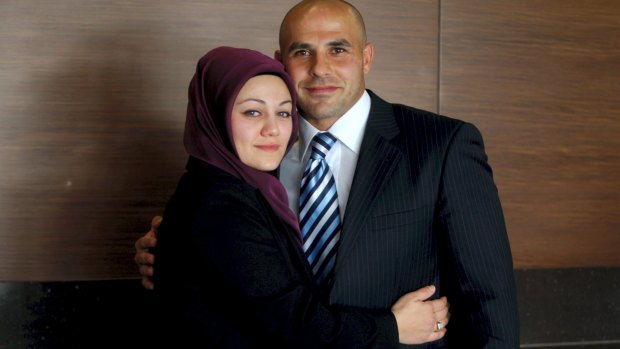 The right image: Hazem El Masri and his former wife, Arwa Abousamra, in 2009.