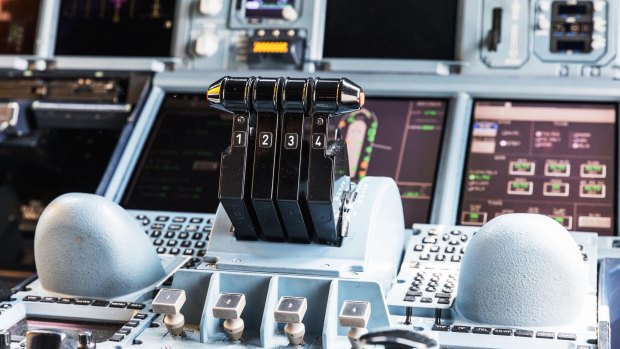 The dashboard and centre console of the Airbus A380-800. 