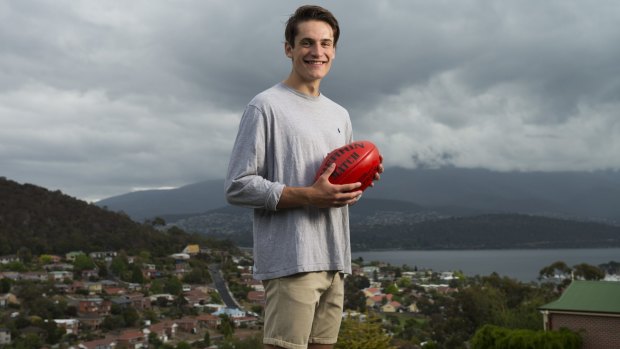 Mitchell Hibberd overlooks his home town of Hobart