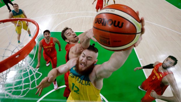 Testing the market: Aron Baynes starred for the Boomers at the Rio Olympics.