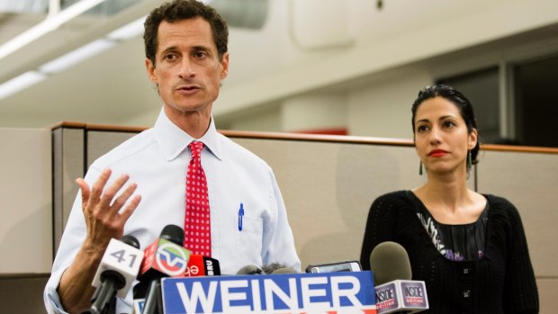 Happier times: Anthony Weiner and wife Huma Abedin in 2013.