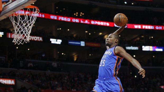 Offensive weapon: Oklahoma City Thunder's Kevin Durant goes up for a dunk.