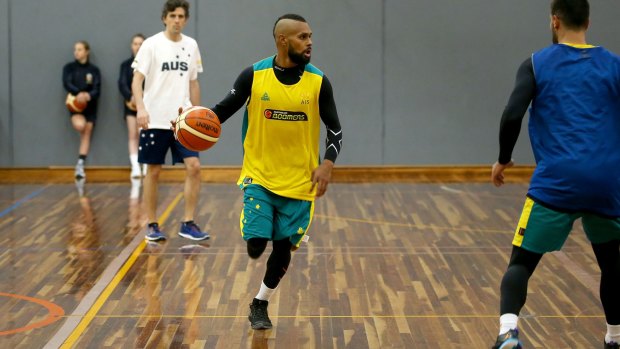NBA veteran: Patty Mills dribbles during the Boomers' Olympic camp in Melbourne.