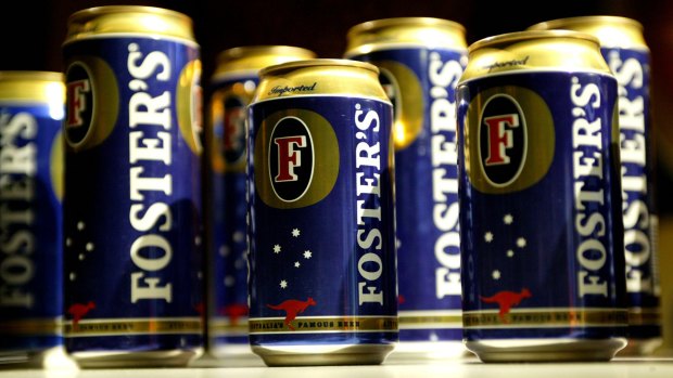 Foster's cans are festooned with Australian imagery.