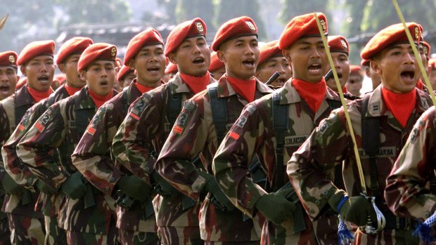 Indonesian special forces (Kopassus) soldiers.