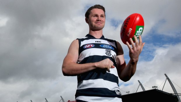 Patrick Dangerfield in Geelong colours on Monday.