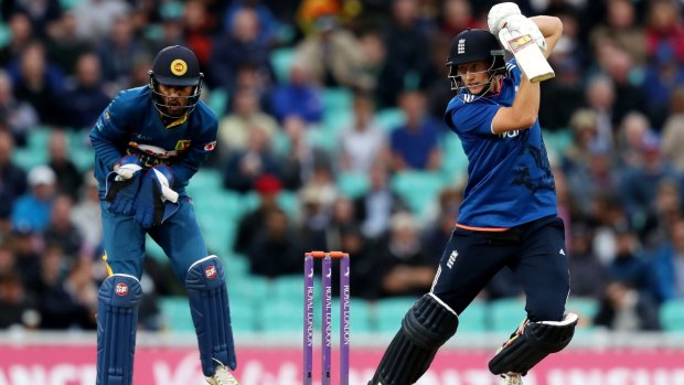 Through the covers: England's Joe Root hits to the off side during the ODI against Sri Lanka.