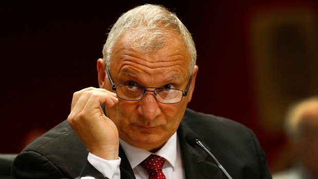 The former director of the NSW Crime Commission, John Giorgiutti, addresses the parliamentary inquiry on Wednesday.