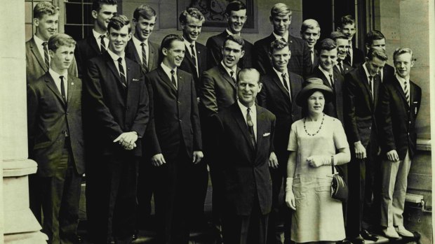Prince Philip with award winners in 1965, including Patricia Joy Jeffreys, the first female Australian to receive the award.