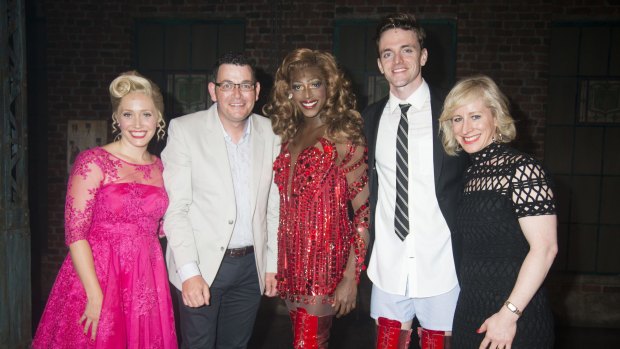 Victorian Premier Daniel Andrews, second from left, and wife Catherine Andrews, far right, attended <i>Kinky Boots</i> in Broadway.