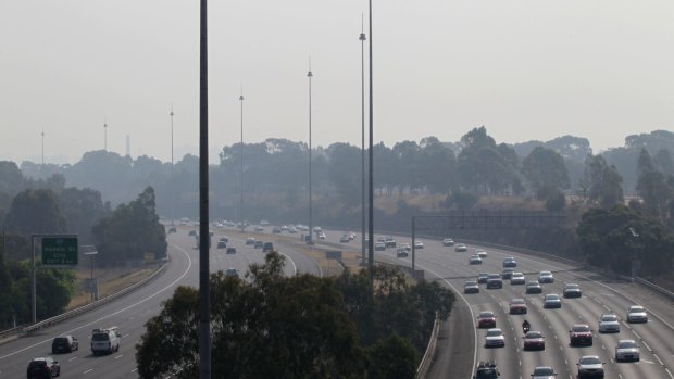 Smoke signals: haze from bushfire covers Melbourne CBD in February 2014.