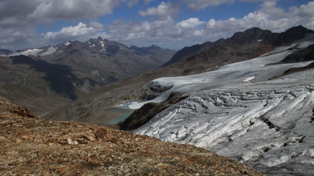 A Similaun glacier. Hikers found Otzi's body inside a glacier beside the Italian-Austrian border in 1991.