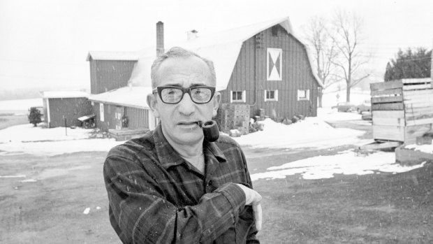 Max Yasgur at his farm near Bethel, New York on March 23, 1970. Yasgur, who rented his farms for the Woodstock Music festival in 1969, received more than 3000 letters from young people who came to the weekend festival, some addressed to "the groovy farmer at the festival."  