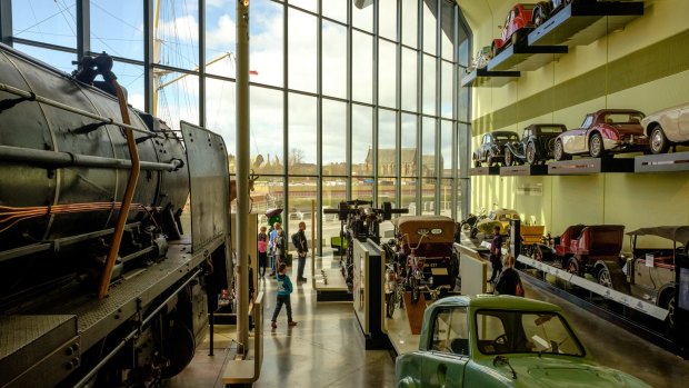 Classic car collection in the Riverside Museum, Glasgow.