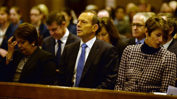 Tony Abbott attend a service for victims of MH17 at St Mary's Catherdral in Sydney in 2014.