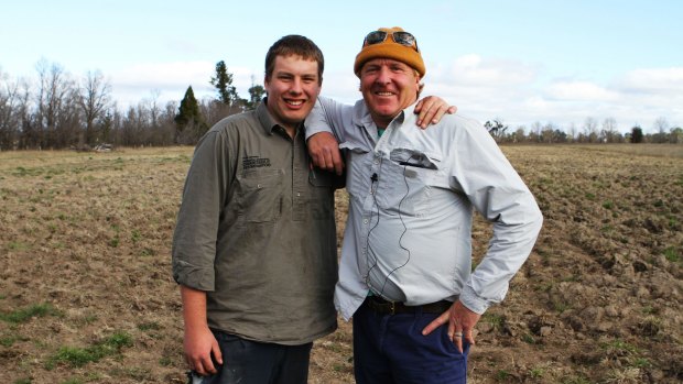 Nathaniel Keuntje, 16, with Tillbuster program co-ordinator Charlie Winter near Armidale. 