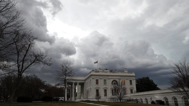 Storm clouds passing over the White House on Saturday.