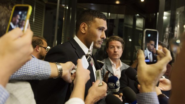 Cleared: Brisbane Broncos captain Justin Hodges appears at NRL HQ.