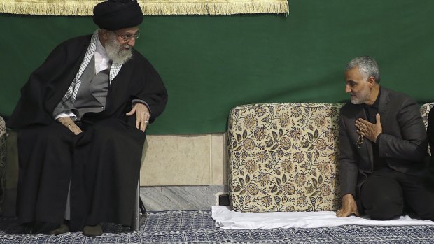 Major-General Qassem Soleimani, right, greets Iran's Supreme Leader, Ayatollah Ali Khamenei, earlier this year.