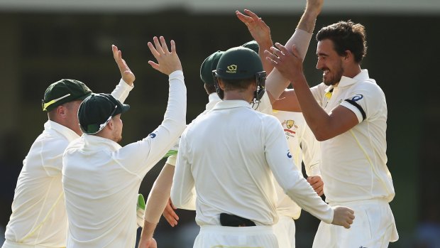 Mitchell Starc took the first two wickets to fall in the West Indies' second innings.