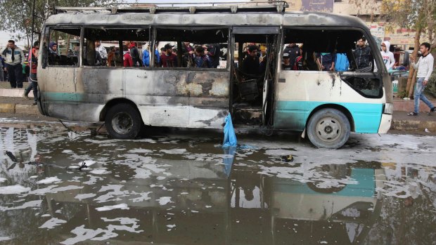 A suicide bomber blew up his explosives-laden vehicle in a bustling market area in Baghdad on Monday.