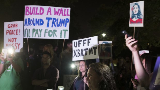 Demonstrators protest against US President Donald Trump next to the American consulate in Jerusalem last week.