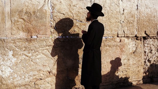 An Orthodox man at the Western Wall in the Old City of Jerusalem.