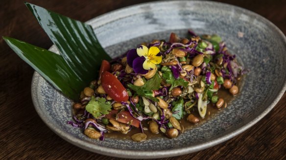 Pickled tea leaf (lahpet) salad.