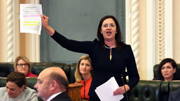 Queensland Premier Annastacia Palaszczuk in parliament on Tuesday.