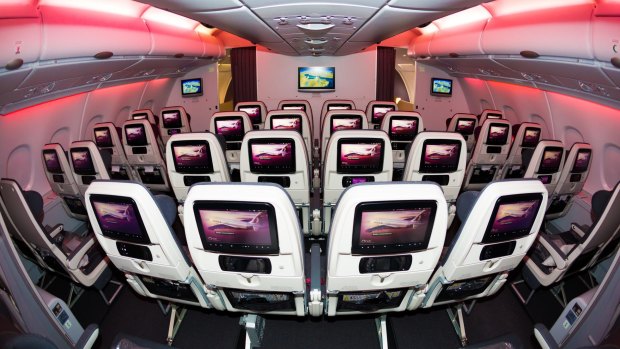 Qatar Airways Airbus A380 economy class seats. 