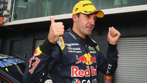 Dominant: Australian V8 Supercars driver Jamie Whincup celebrates after winning his sixth title in seven years. 