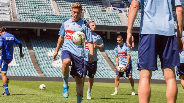 Championship run: Sydney FC players train at Allianz Stadium before their clash with Melbourne City.