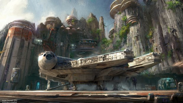 This image provided by Disney parks shows the Star Wars-themed lands will be coming to Disneyland in California and Disney's Hollywood Studios in Florida