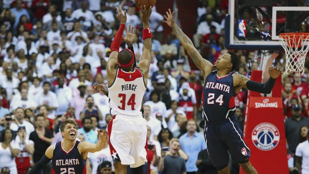 Net gain: Washington Wizards' Paul Pierce gets off the game winning shot.