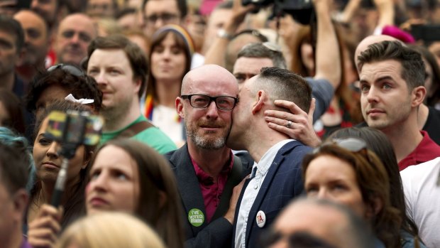Following their conscience: Emotions flow in Dublin as Ireland votes in favour of allowing same-sex marriage.