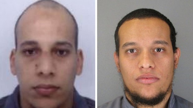 Died in shootout with police in Dammartin ... Photos released by French police showing terrorist suspects Cherif Kouachi (left) and his brother Said.