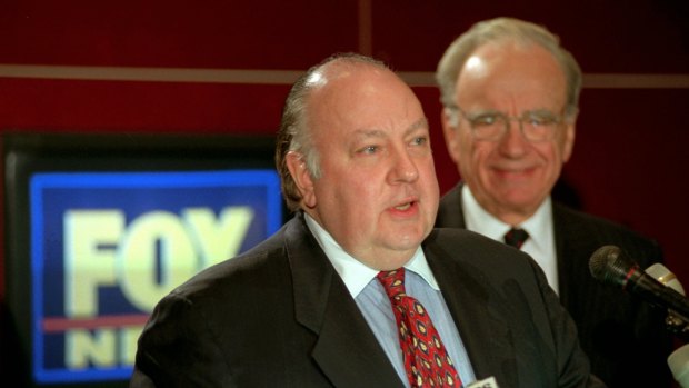 Roger Ailes and Rupert Murdoch in 1996 announcing Ailes as chairman and CEO of Fox News. Mr Ailes left Fox in 2016 amid allegations of sexual harassment. He died in May 2017. 
