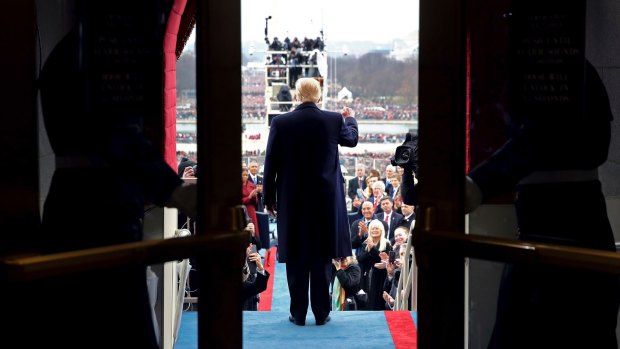 President-elect Donald Trump arrives on the West Front of the Capitol in Washington for his  inauguration in January. 