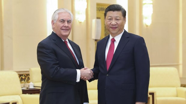 Chinese President Xi Jinping meeting US Secretary of State Rex Tillerson in Beijing last month. 