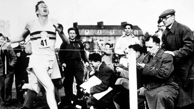 Pioneer: Roger Bannister breaks the four-minute mile.