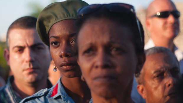 People wait in line to pay their last respects to the late Fidel Castro in Havana, Cuba.